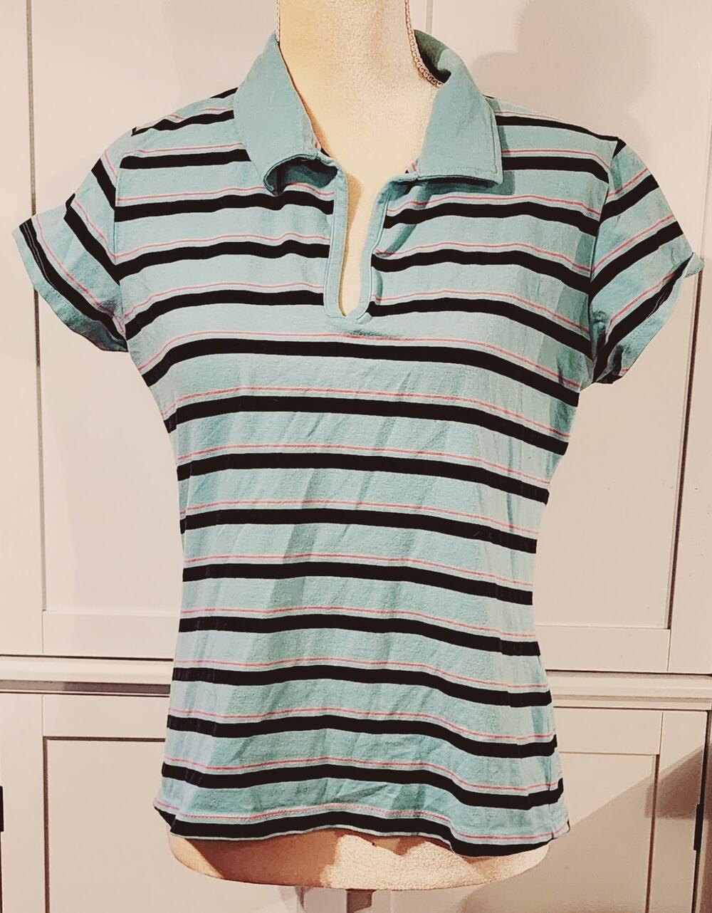BAILEYS Point Women's / Junior's Short Sleeve Striped Y2K Shirt Size XL